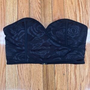 bebe Black Lace Floral Rose Pattern Bustier